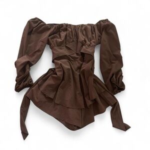 Brown Off-Shoulder romper